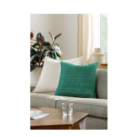 NWT Surya Wool Blend Kelly Green Chunky Grid 20x20 Decorative Pillow. Luxury. - Picture 1 of 10